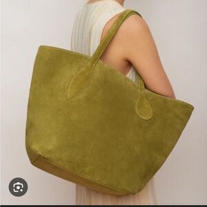 Little Liffner bright Army Green Suede Tote Bag